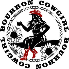 Logo of Cowgirl Bourbon with a silhouette of a cowgirl on a bench.
