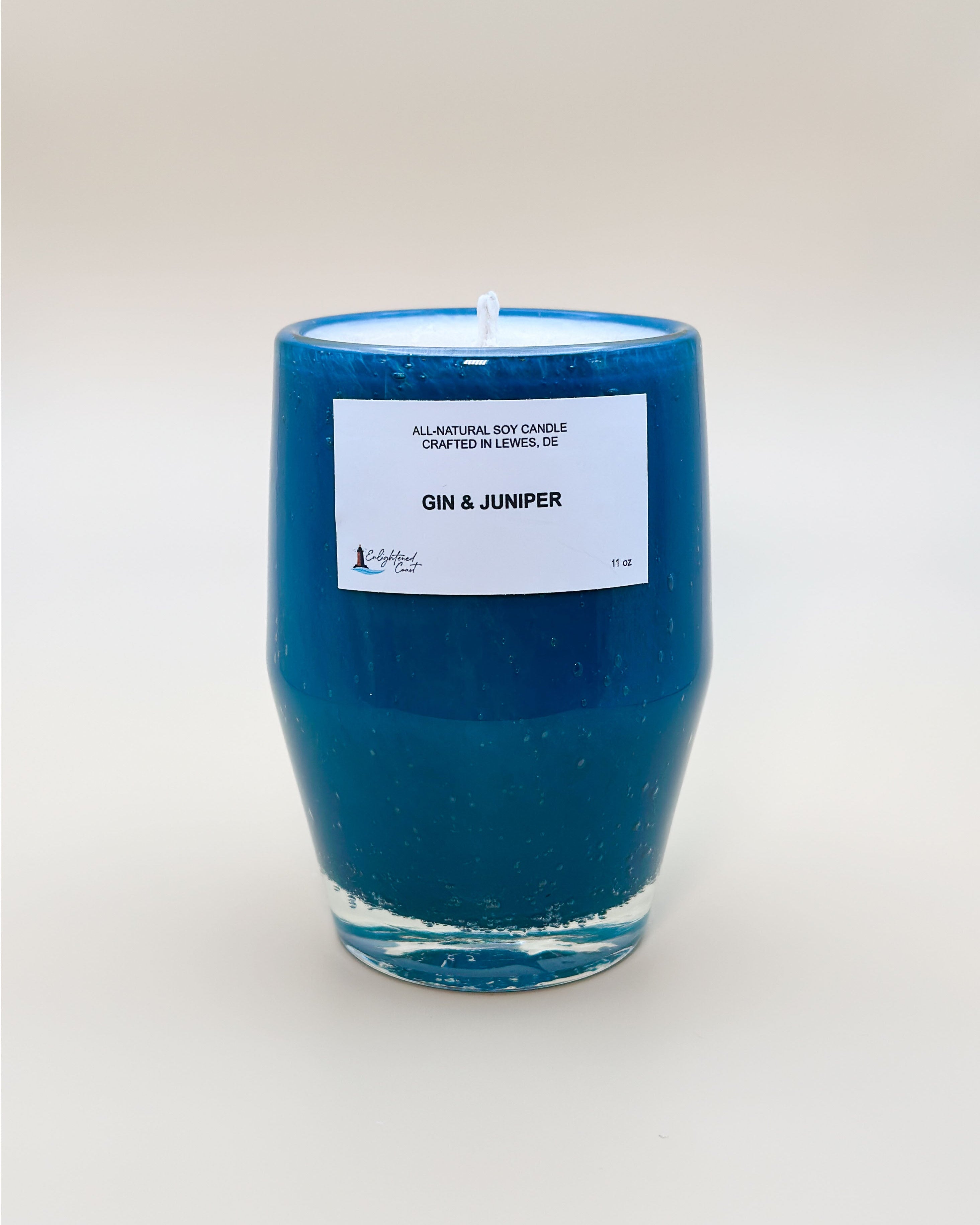 Gin & Juniper – 11 oz Teal Glass Soy Candle