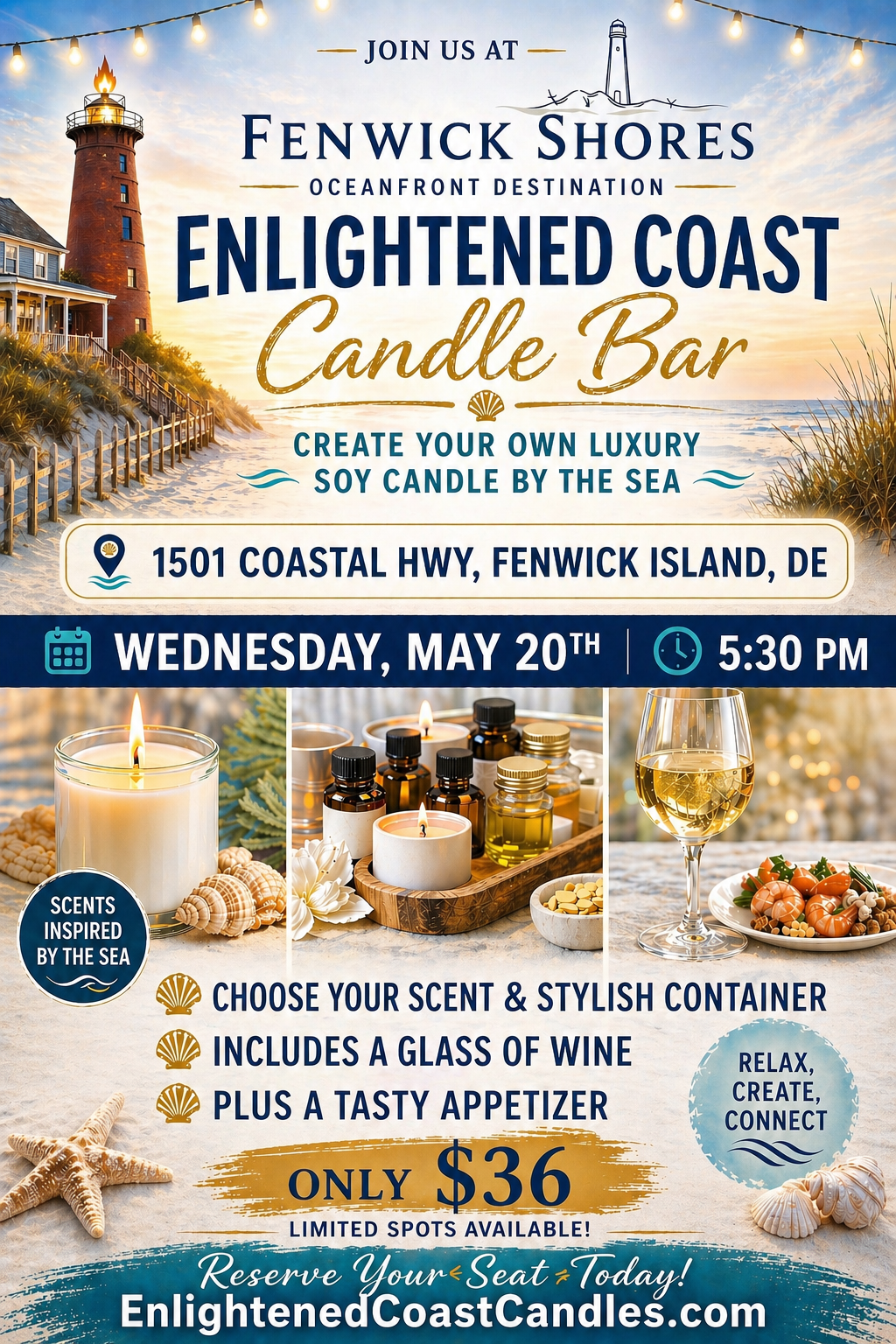 Soy Candle Making Workshop - Enlightened Coast Candle Bar @ Fenwick Shores