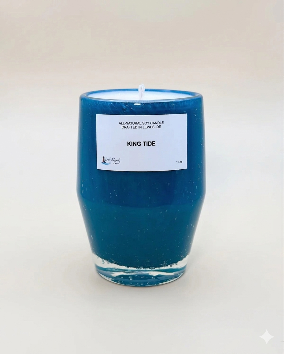 King Tide 11 oz Teal Glass Candle