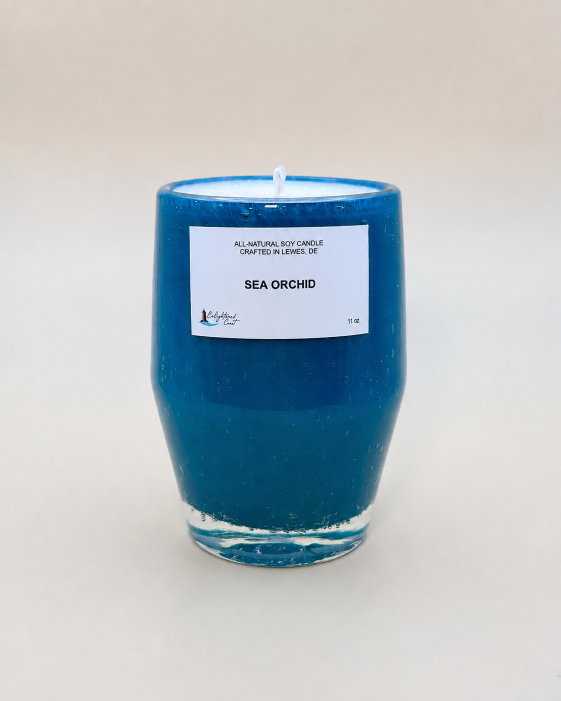 Sea Orchid 11 oz Teal Glass Candle