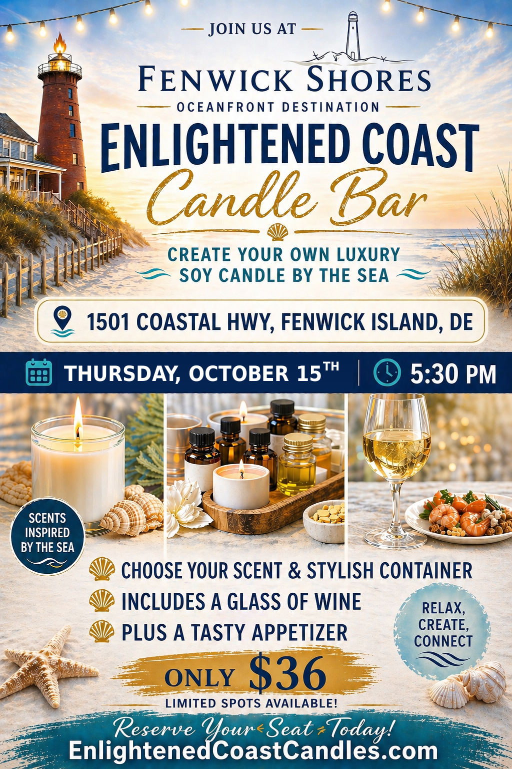 Soy Candle Making Workshop - Enlightened Coast Candle Bar @ Fenwick Shores